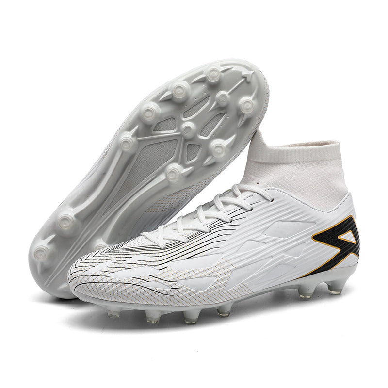 Turf Soccer Shoes, High-Top Plus Size - T2582 Long Nail White
