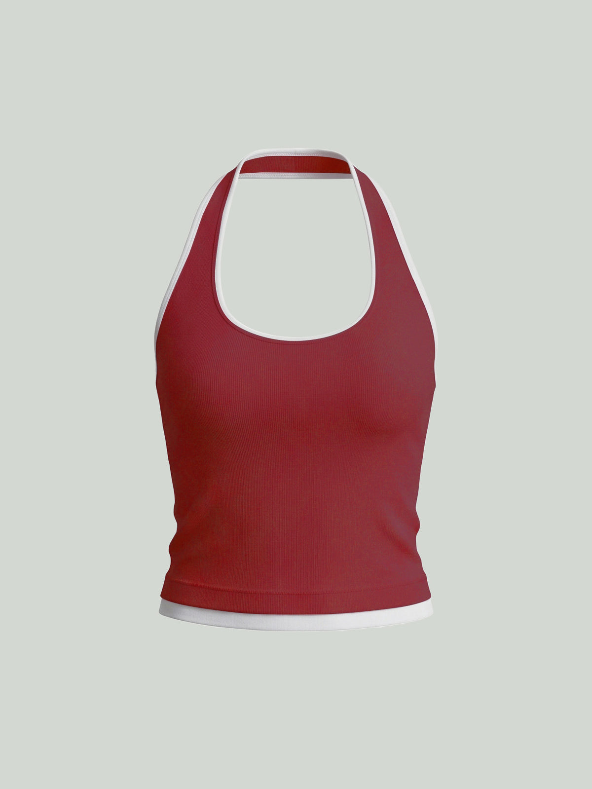 Seamless Color-Block Workout Tank - Angora Red
